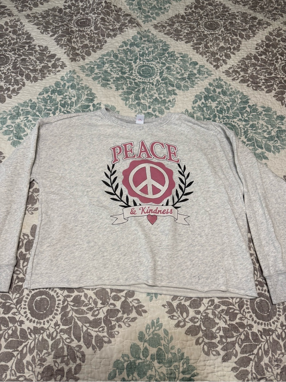 Peace & Kindness Pink Graphic Sweatshirt - girls Cozy Crewneck